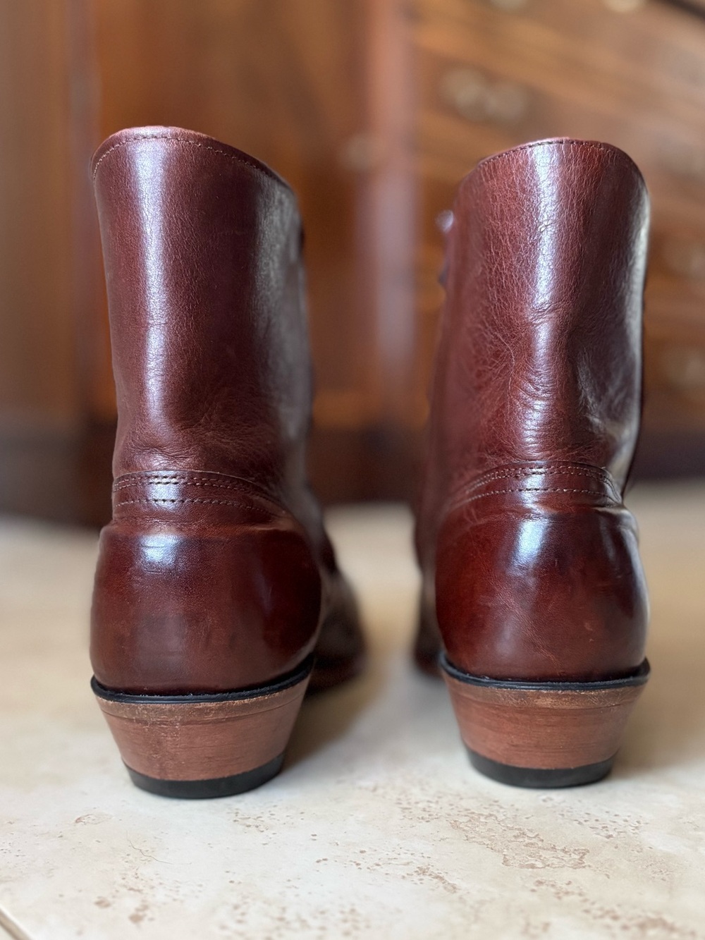 Boulet Ranch Hand Tan Leather Western Dress Ankle Boots Size  11 EEE Extra Wide - Picture 5 of 12